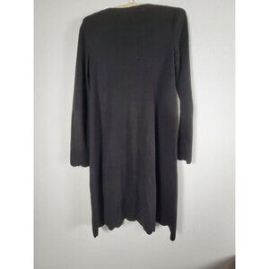 Hallhuber Womens Crew Neck Long Sleeve Sweater Dress Black Scallop Hem